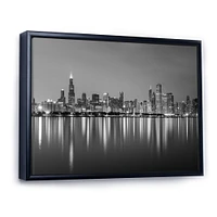 Toile « Chicago Skyline at Night Black and White