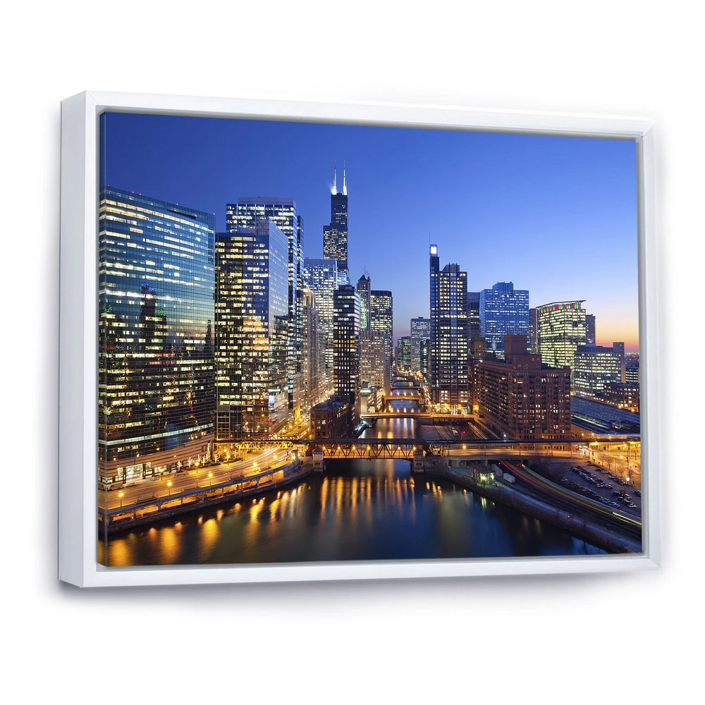 Chicago River with Bridges at Sunset  Wall Art