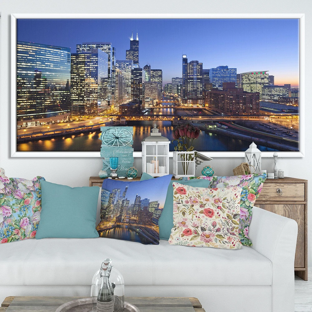 Chicago River with Bridges at Sunset  Wall Art