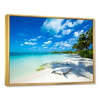 Tropical Beach with Palm Shadows  Canvas Print