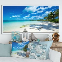 Tropical Beach with Palm Shadows  Canvas Print