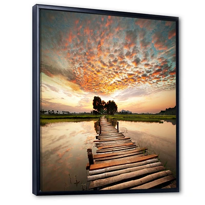 Makeshift Wooden Pier Over River  Canvas Wall Art