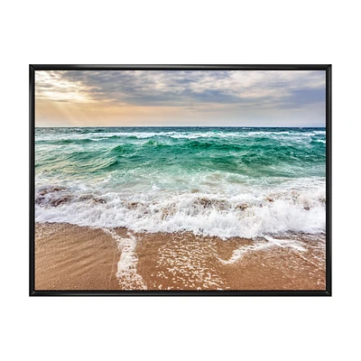 Crystal Clear Blue Foaming Waves  Canvas Wall Art