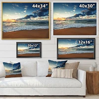 Sunrise and Glowing Waves Ocean  Canvas Wall Art