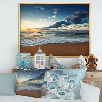 Sunrise and Glowing Waves Ocean  Canvas Wall Art