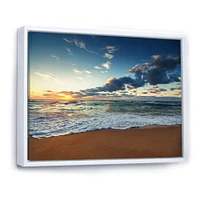 Sunrise and Glowing Waves Ocean  Canvas Wall Art