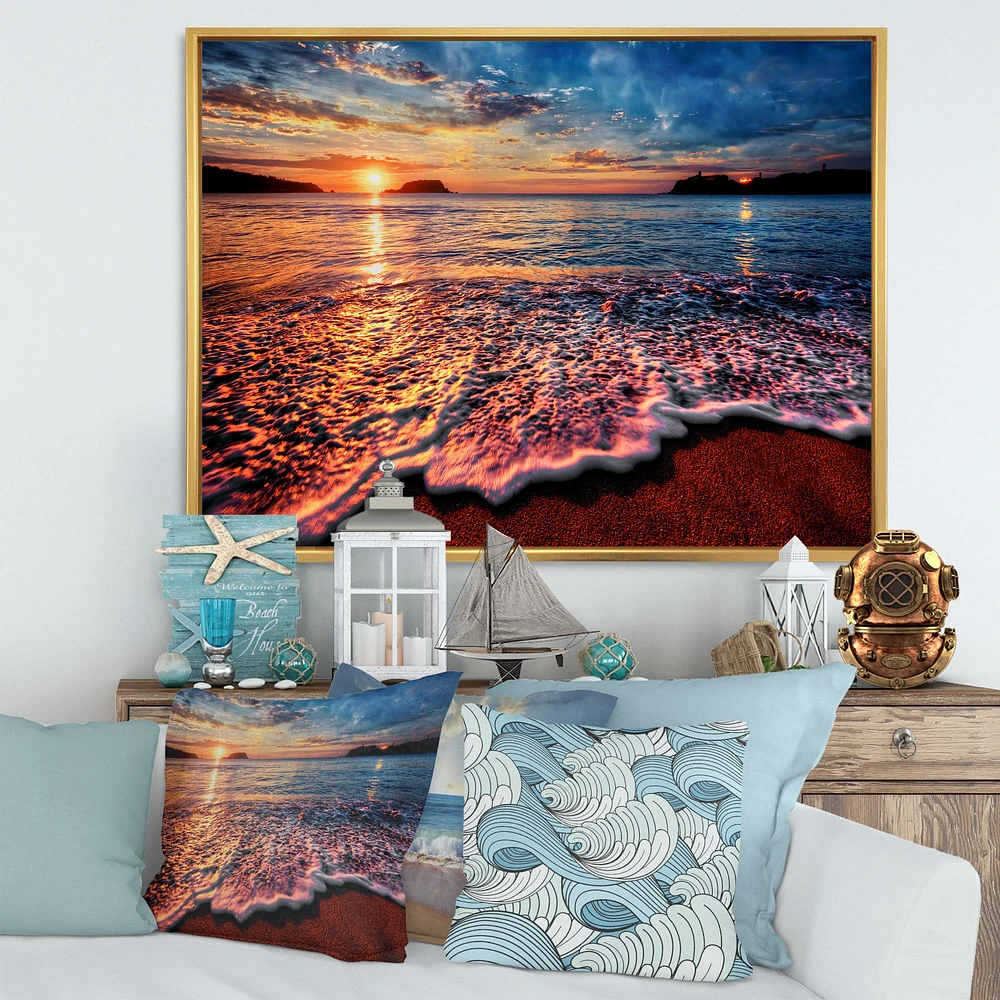 Peaceful Evening Beach View  Canvas Art Print