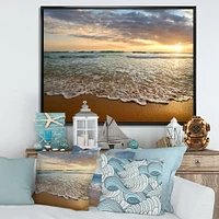 Bright Cloudy Sunset Calm Ocean  Art Canvas