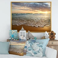 Bright Cloudy Sunset Calm Ocean  Art Canvas