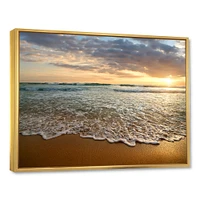 Bright Cloudy Sunset Calm Ocean  Art Canvas