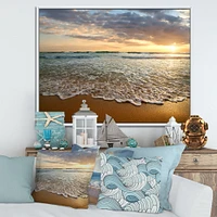 Bright Cloudy Sunset Calm Ocean  Art Canvas