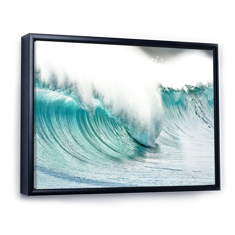 Massive Blue Waves Breaking Beach Art Canvas