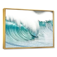 Massive Blue Waves Breaking Beach Art Canvas