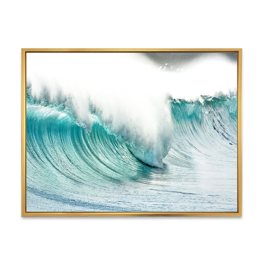 Massive Blue Waves Breaking Beach Art Canvas