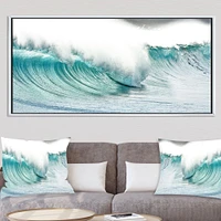 Massive Blue Waves Breaking Beach Art Canvas