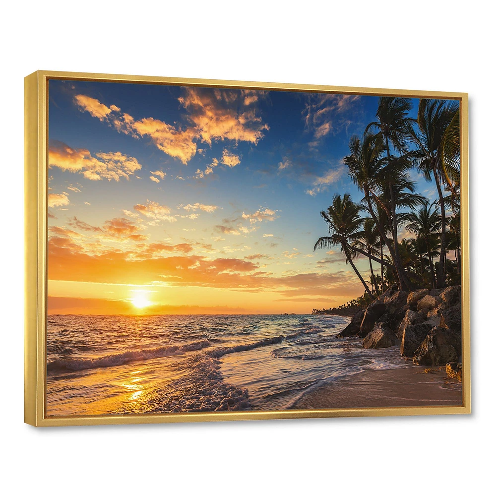 Paradise Tropical Island Beach with Palms  Art Canvas