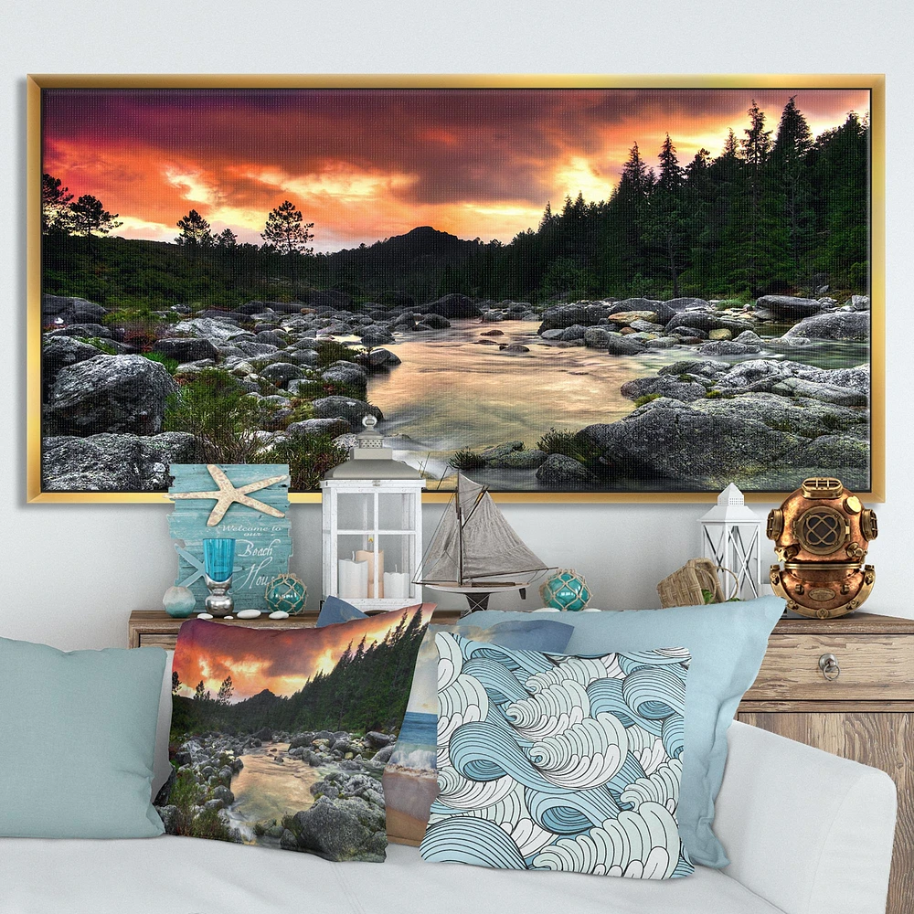 Rocky Mountain River at Sunset  Wall Art