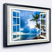 Window Open to Cloudy Blue Sky  Wall Art