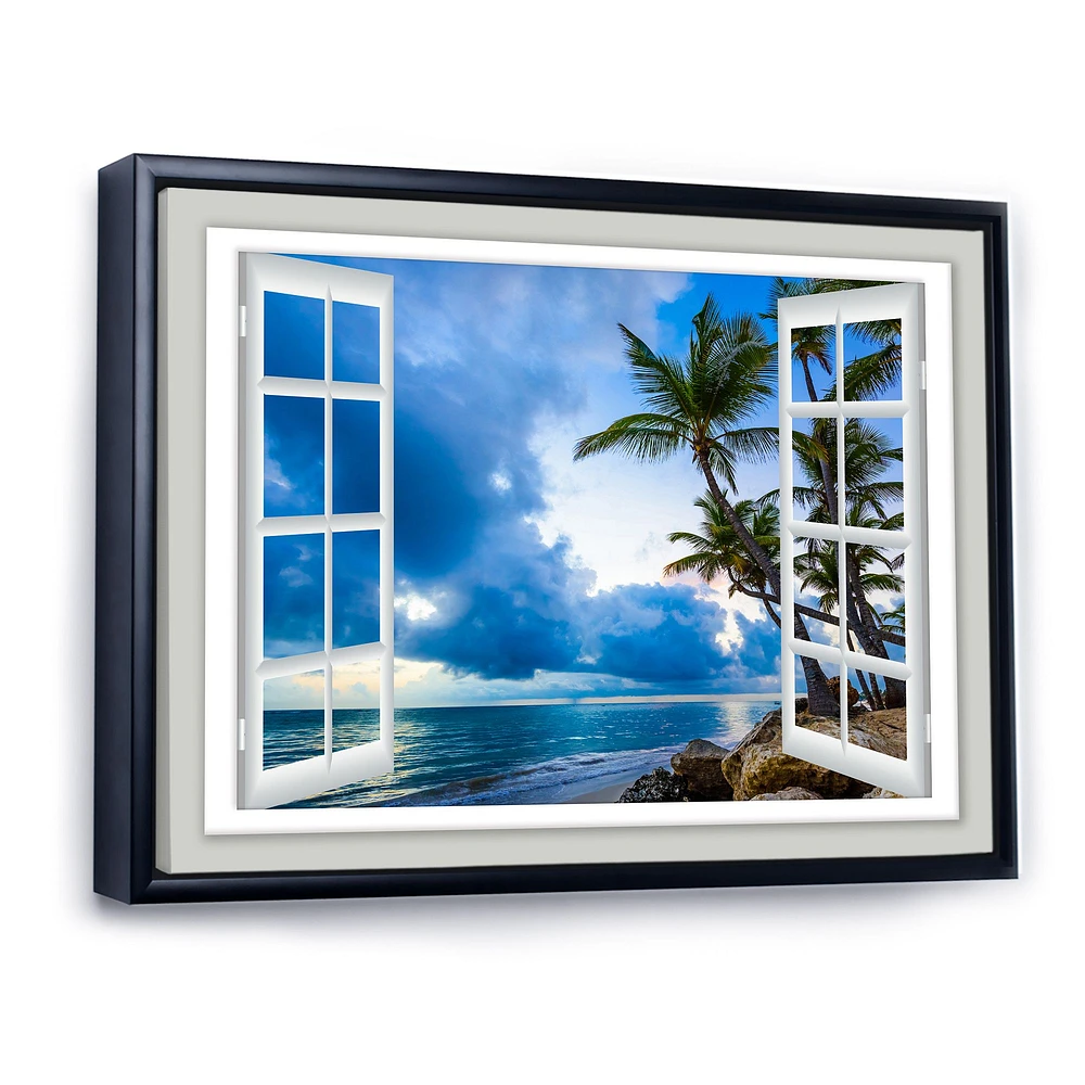 Window Open to Cloudy Blue Sky  Wall Art