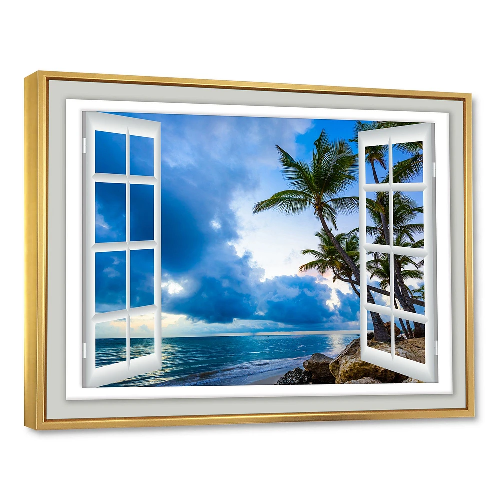 Window Open to Cloudy Blue Sky  Wall Art