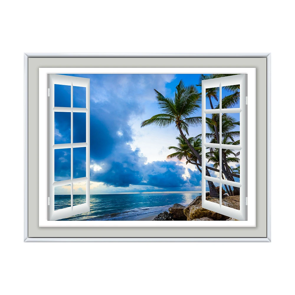 Window Open to Cloudy Blue Sky  Wall Art