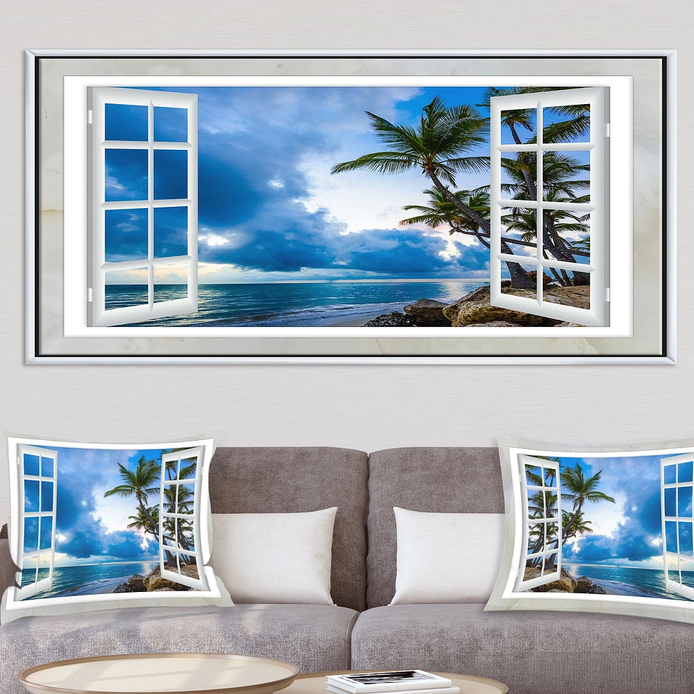 Window Open to Cloudy Blue Sky  Wall Art