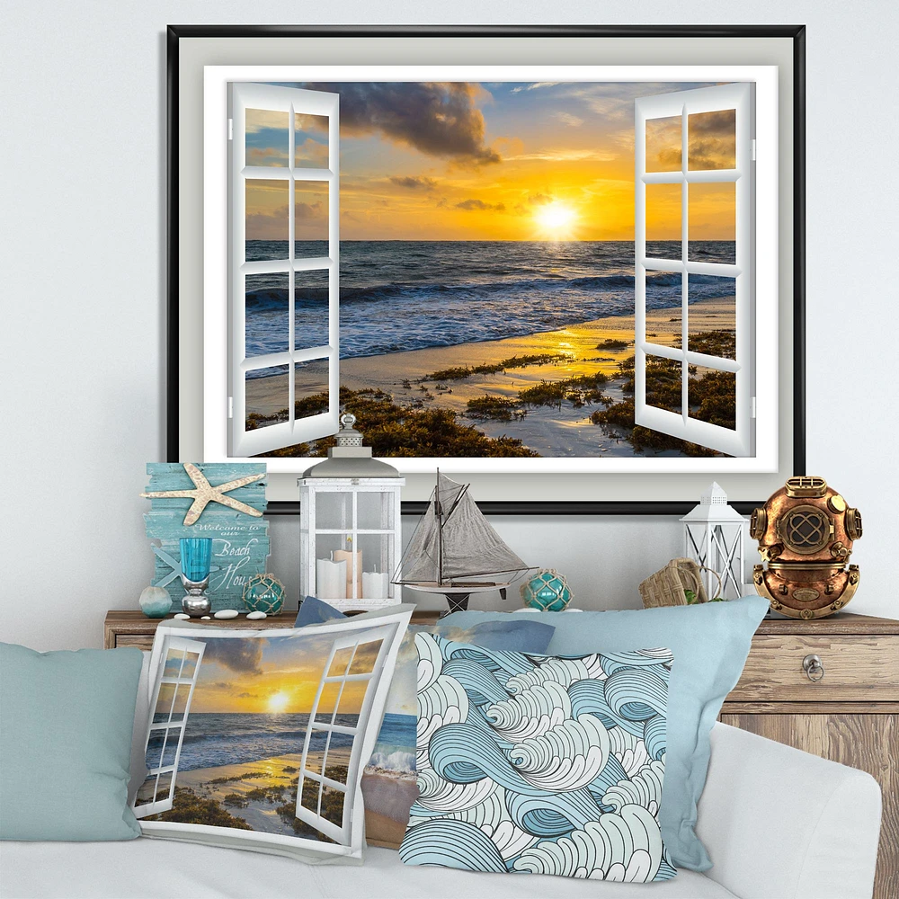 Toile imprimée « Open Window to Bright Yellow Sunset »