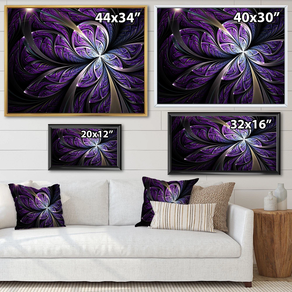 Toile  imprimée « Glittering Purple Fractal Flower »