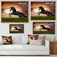 Black Friesian Horse Gallop  Wall Art