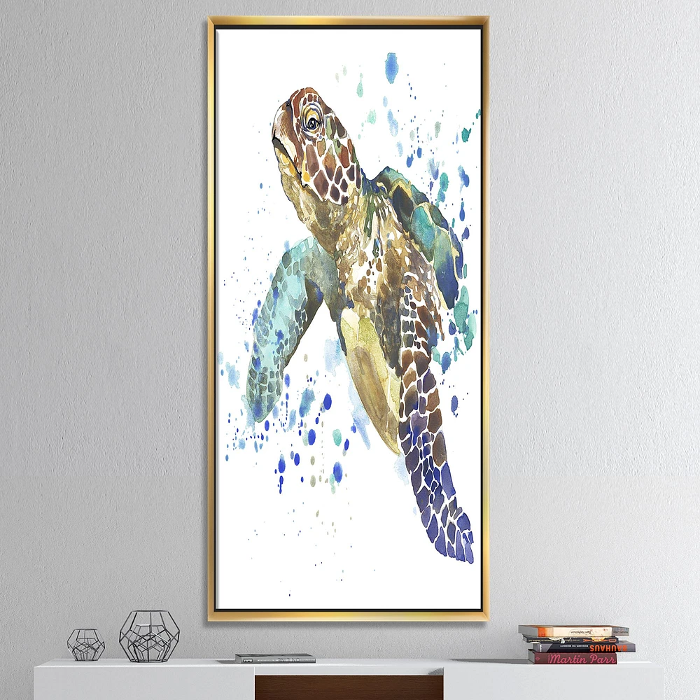 Blue Sea Turtle  Canvas Art Print