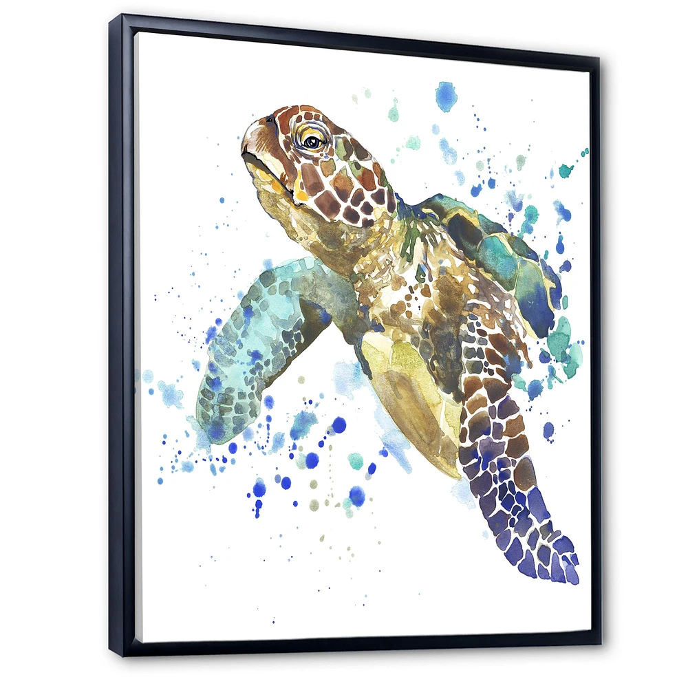 Blue Sea Turtle  Canvas Art Print