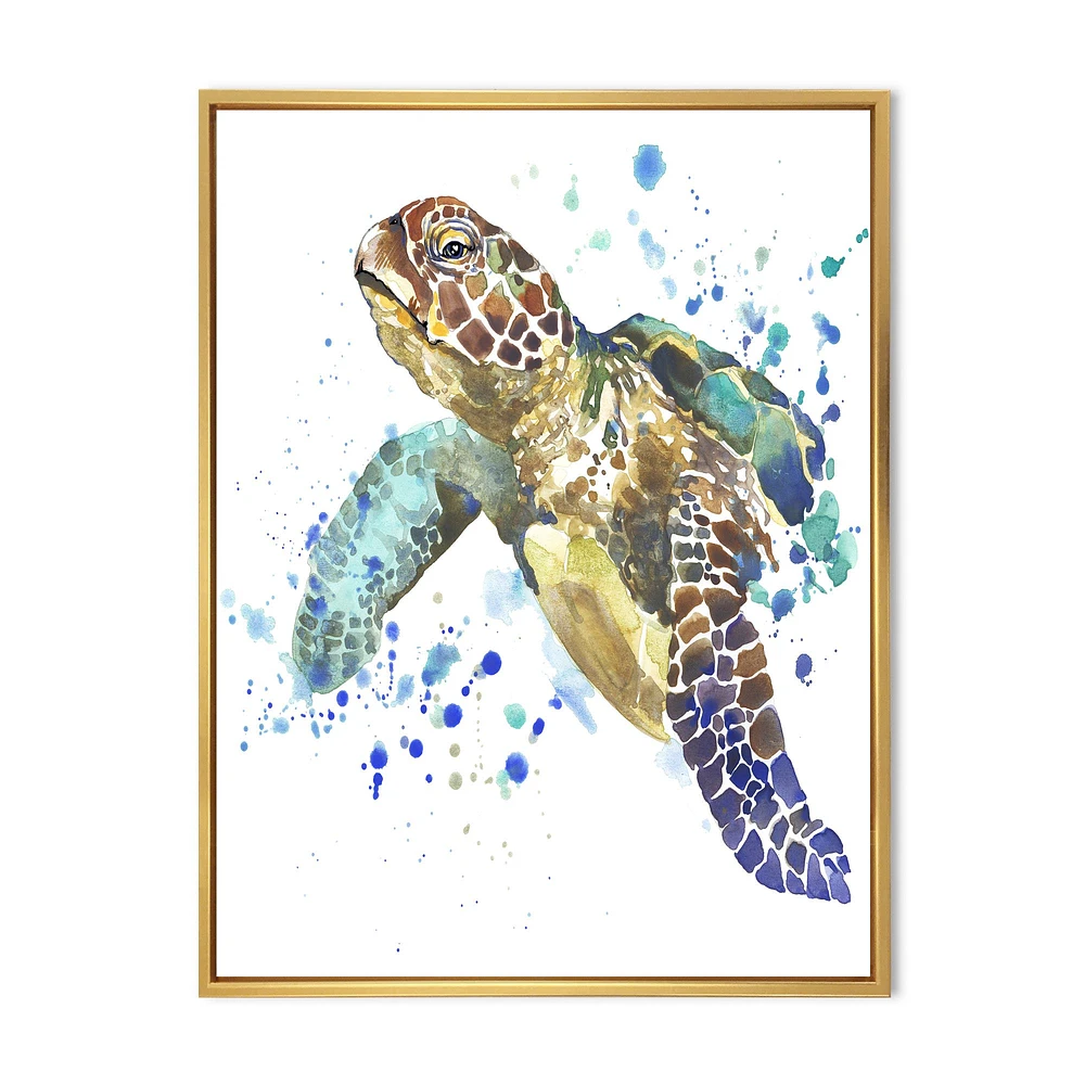 Blue Sea Turtle  Canvas Art Print