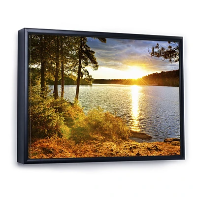 Beautiful View of Sunset over Lake Wall Artwork Print on Canvas