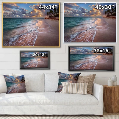 Palm Trees on Clear Sandy  Art Print Canvas
