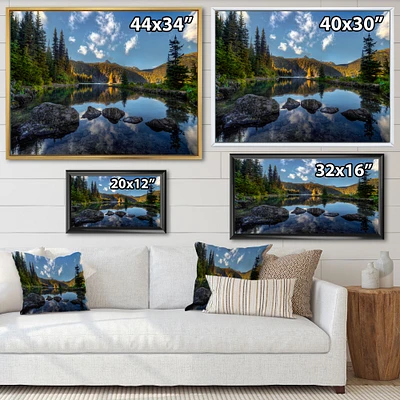 Mountain Lake Surrounded by Trees  Artwork Canvas Print