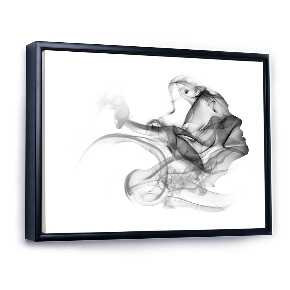 Woman and Smoke Double Exposure  Canvas Wall Art