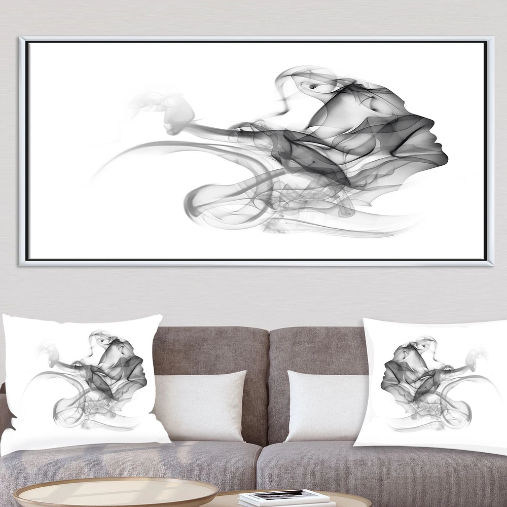 Woman and Smoke Double Exposure  Canvas Wall Art