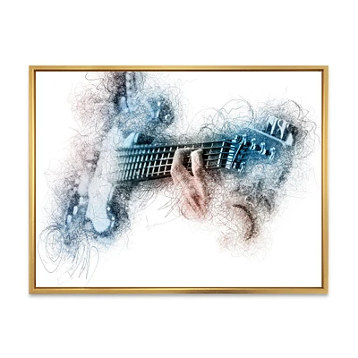 Man Playing A Guitar Watercolor  Wall Art