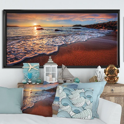 Stunning Ocean Beach at Sunset  Art Print on Canvas