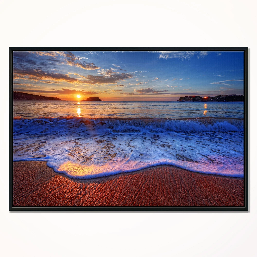 Blue Waves on Sandy Beach Wall Art