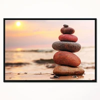 Stones Pyramid on Sand Symbolizing Zen  Wall Art