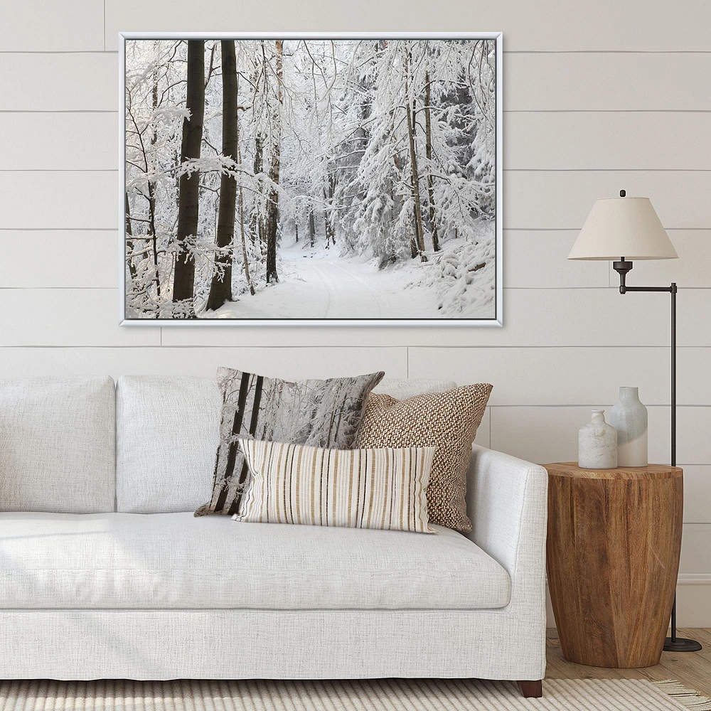 Dense Winter Forest and Lane  Wall Art