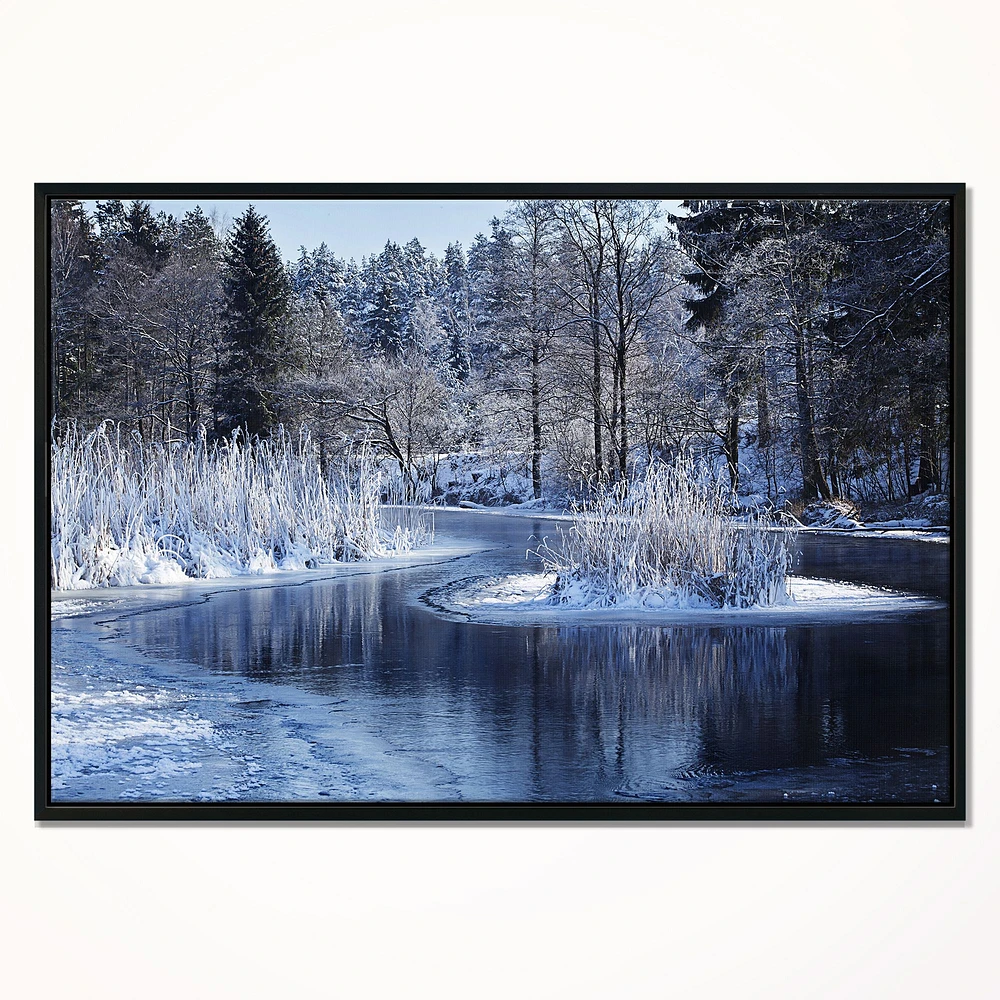 Winter Lake Deep Forest  Wall Art