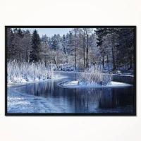 Winter Lake Deep Forest  Wall Art