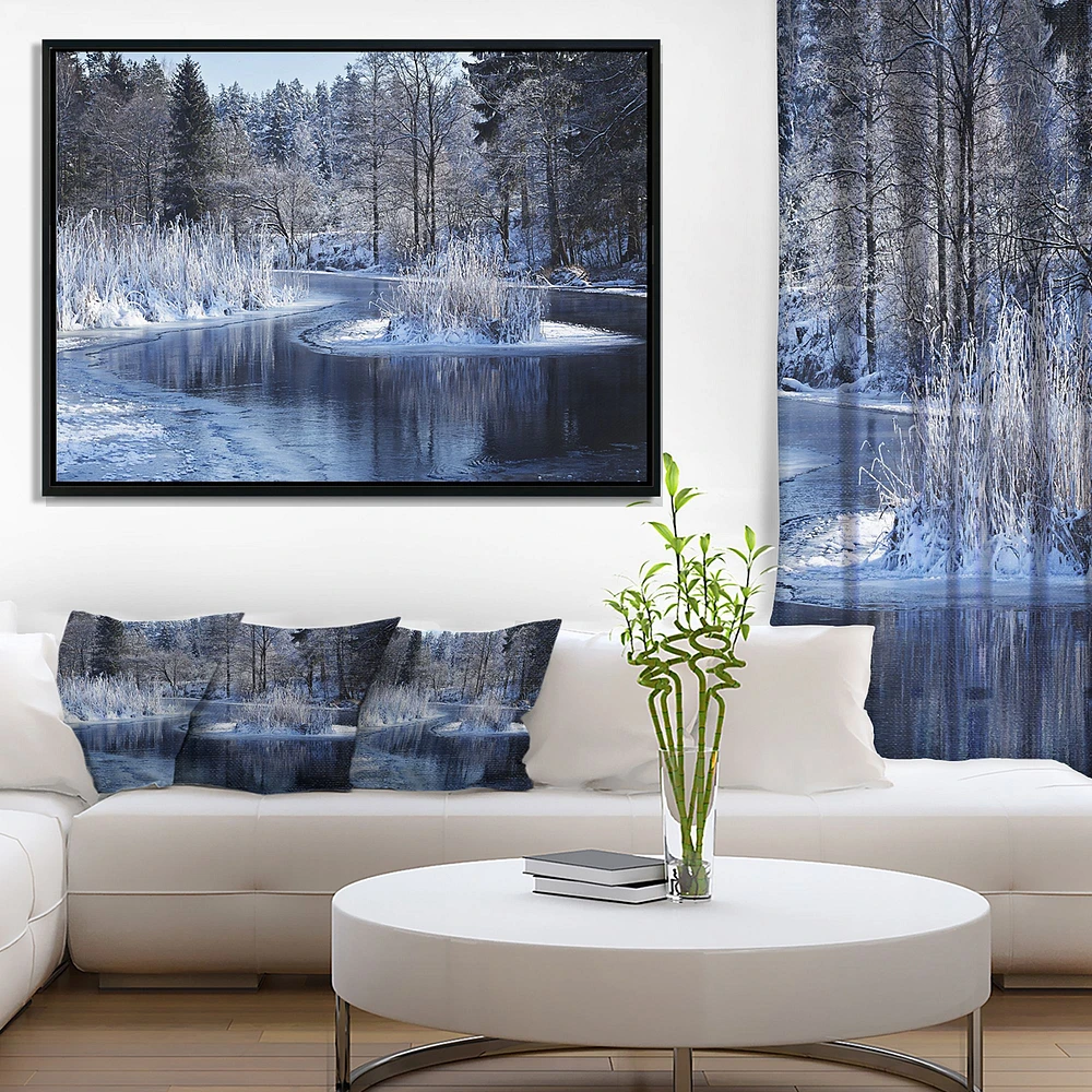 Winter Lake Deep Forest  Wall Art