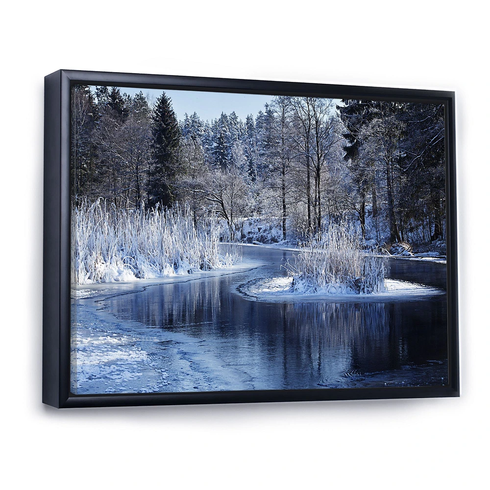 Winter Lake Deep Forest  Wall Art