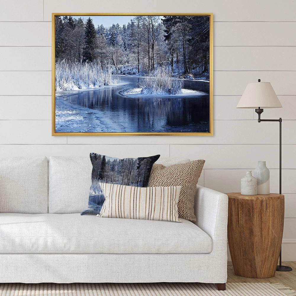 Winter Lake Deep Forest  Wall Art