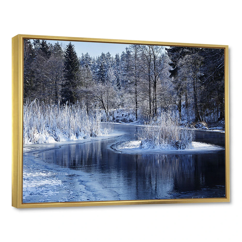 Winter Lake Deep Forest  Wall Art