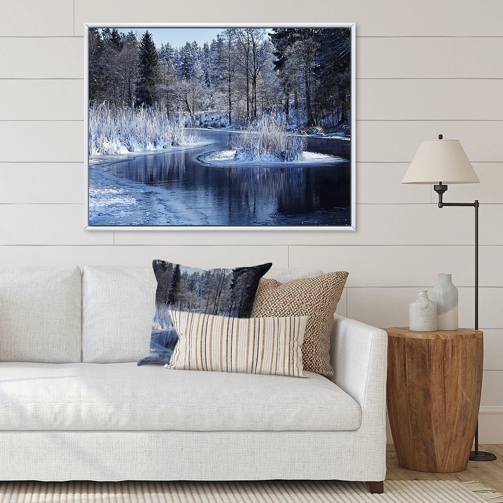 Winter Lake Deep Forest  Wall Art