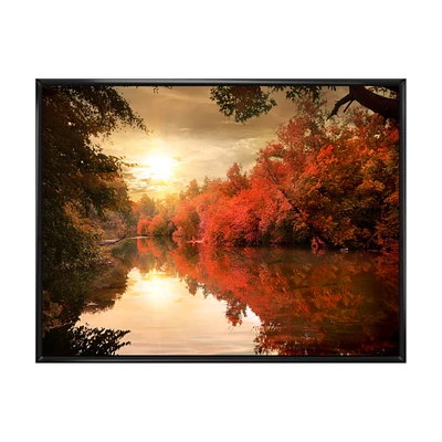 Toile imprimée « Colorful Fall Sunset over River »